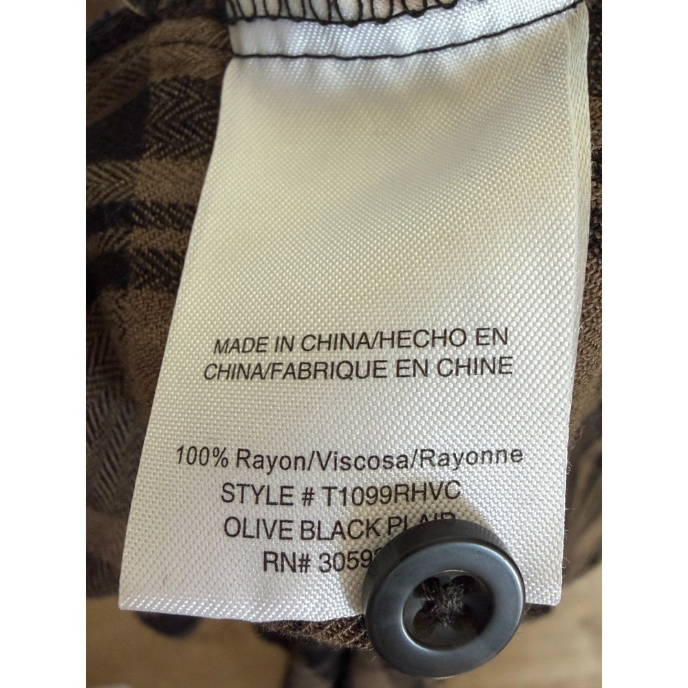 VICI S Brown Black Plaid Button Up Shirt 90s Grunge Dark Academia Fall Casual - Picture 7 of 11